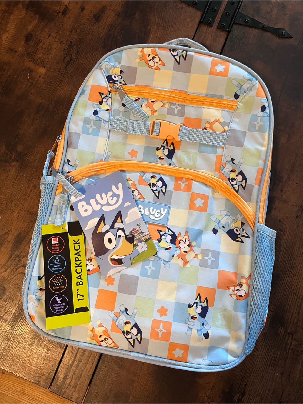 Bluey Kids Backpack in Light Blue & Orange - Official Bluey Design
